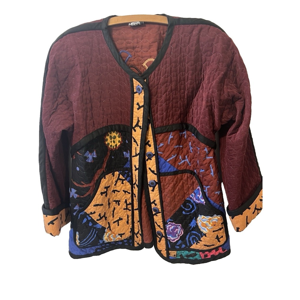 Vtg Jeanne Marc Unique Quilted Blazer Jacket Artsy Teacher Rare‎ Boho Women